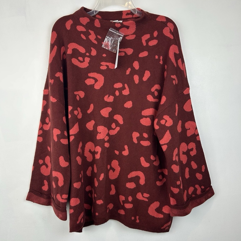 Tribal Jeans Sweater Womens 3X Tunic New Mock Neck Burgundy Old Money New Gift